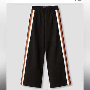 Universal Standard Stephanie Black Wide Leg Ponte Stripe Pants Size S 14/16